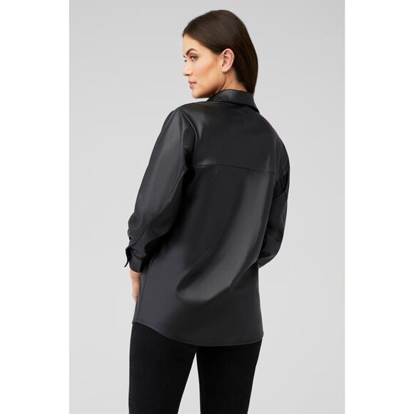 Steve Madden Faux Good Measure Shacket in Black XSmall Womens Vegan Shirt - Picture 9 of 15